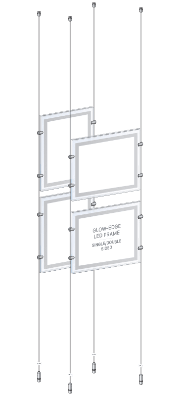KLP-101 Glow-Edge LED Backlit Display Kit Suspended on Cable System / Portrait and Landscape Format | Nova Display Systems