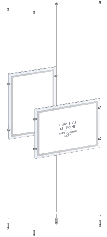 KLP-104 Glow-Edge LED Backlit Display Kit Suspended on Cable System / Portrait and Landscape Format | Nova Display