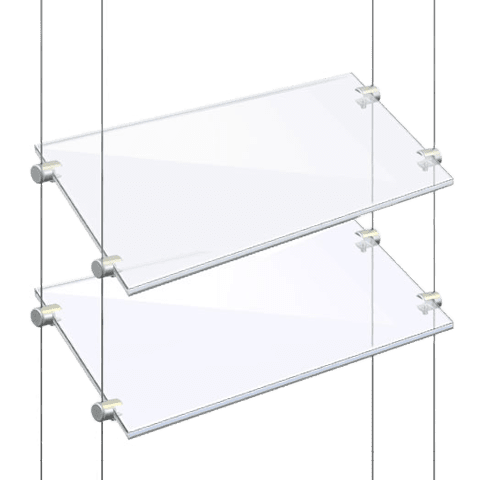 Cable/Rod Suspended Acrylic and Glass Shelves | Nova Display Systems