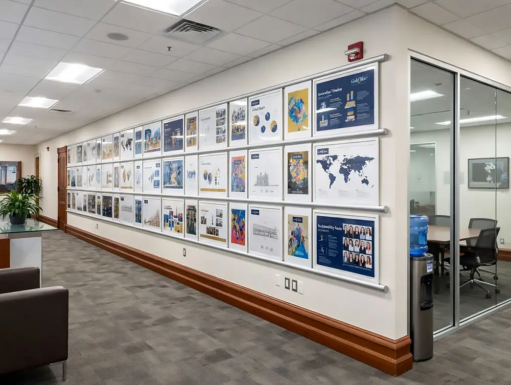 T1008 — Linear-Rail Wall Display for Photo Images and Infographics | Design Concept
