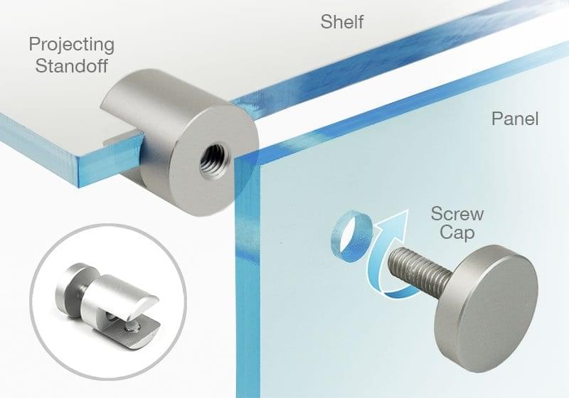 Projecting Standoff Panel/Shelf Support with Screw-cap