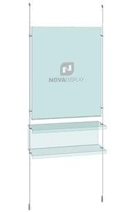 KPI-219 Cable Suspended Easy Access Poster Holder Display Kit with Acrylic Shelves