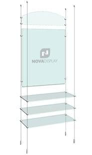 KPI-240 Cable Suspended Easy Access Poster Holder Display Kit with Glass Shelves