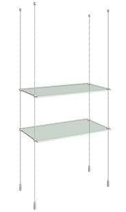 suspended Cable display window steel wire rope hanging glass shelves 30X60 CM
