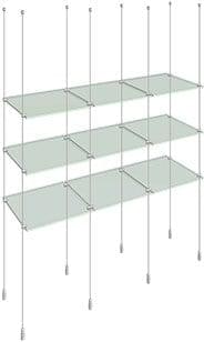 KSI-011 Acrylic/Glass Shelf Display Kit Cable Suspended from Ceiling-to-Floor