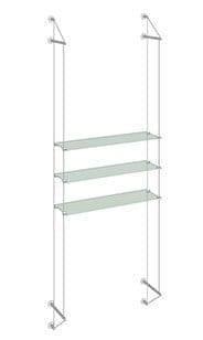 KSI-032 Acrylic/Glass Shelf Display Kit Cable Suspended from Wall-to-Wall