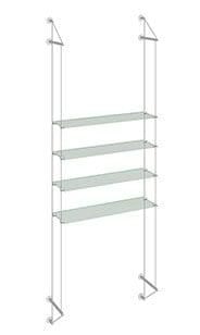 KSI-033 Acrylic/Glass Shelf Display Kit Cable Suspended from Wall-to-Wall