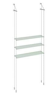 KSI-037 Acrylic/Glass Shelf Display Kit Cable Suspended from Wall-to-Floor
