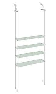 KSI-038 Acrylic/Glass Shelf Display Kit Cable Suspended from Wall-to-Floor