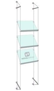 KSP-008 Acrylic Sloped Shelf Display Kit Cable Suspended from Wall
