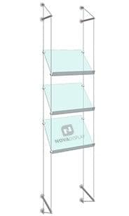 KSP-010 Acrylic Sloped Shelf Display Kit Cable Suspended from Wall