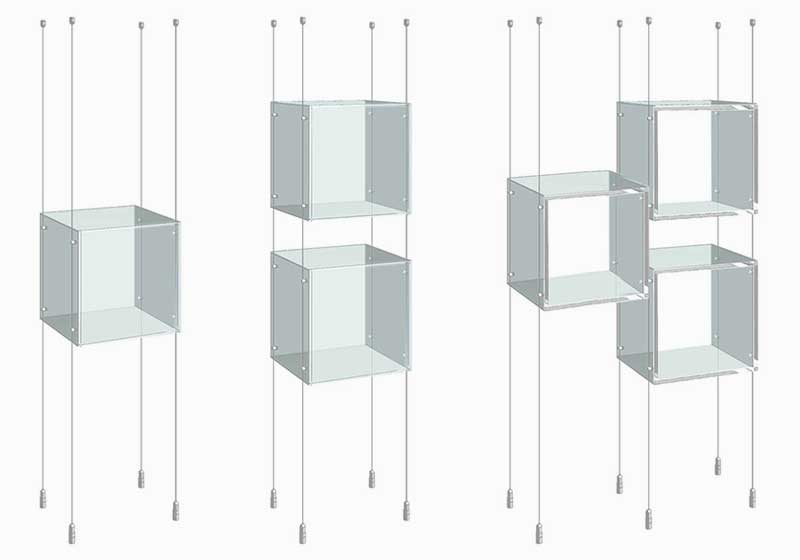 Cable/Rod Suspended Acrylic Showcase Display Kits