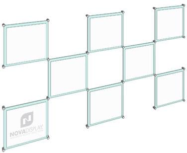 KASP-046 Frameless Acrylic Poster Butted-Panels Display Kit standoff wall mounted