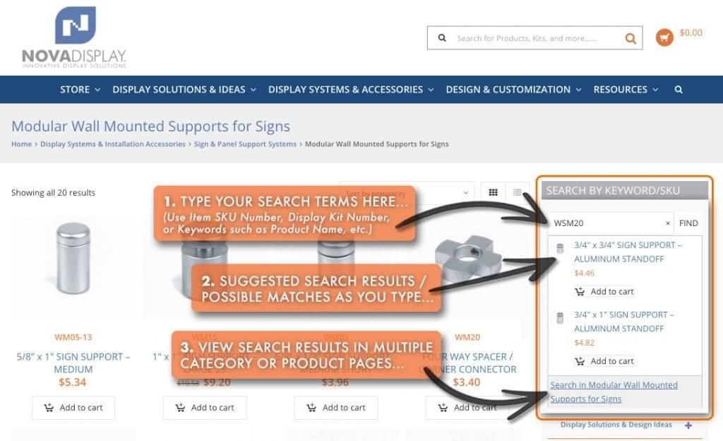WEB STORE SIDE SEARCH BAR | www.novadisplaysystems.com