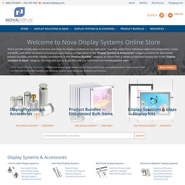 Nova Display Systems / Web Store New Front Page
