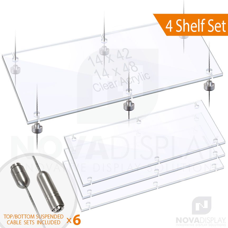 Cable Suspended Acrylic Shelves