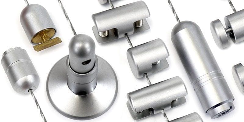 1.5mm Cable Display System components come in Satin Chrome Finish | Nova Display Systems