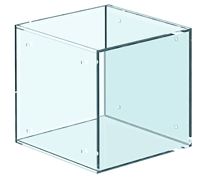 Acrylic Showcase for Cable/Rod Systems — 1/4" Thick Clear Acrylic Locking with Sliding Door