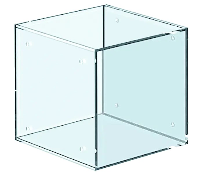 Acrylic Showcase for Cable/Rod Systems — 1/4" Thick Clear Acrylic Locking with Sliding Door