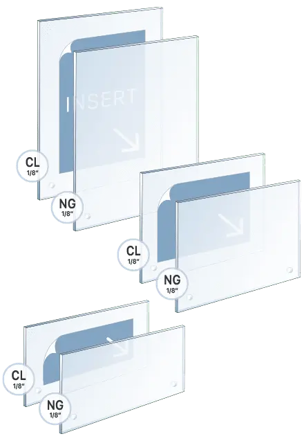 Clear/Non-Glare Acrylic Blanks for Desktop Signs — M4 Studs | Nova Display Systems