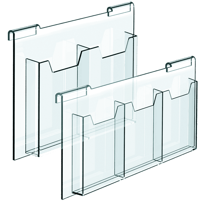 Hook-on Acrylic Literature Holders for 6mm Horizontal Rods | Nova Display Systems