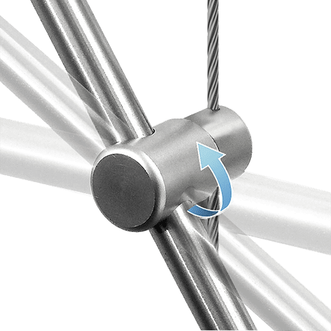 Multi-Position Support for 1.5mm Cable System Rod Hanging Applications — Support for 6mm Horizontal Rods | Nova Display Systems