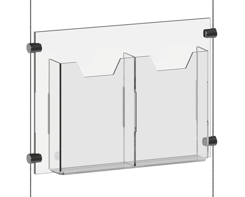 Acrylic Literature Holders — Multi-Pocket for Cable/Rod Suspension | Nova Display Systems