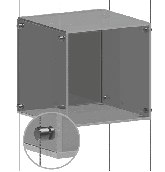 1/4" Acrylic Showcase/Cube Lockable with Clear Sides/Top and Frost/Matte Base
