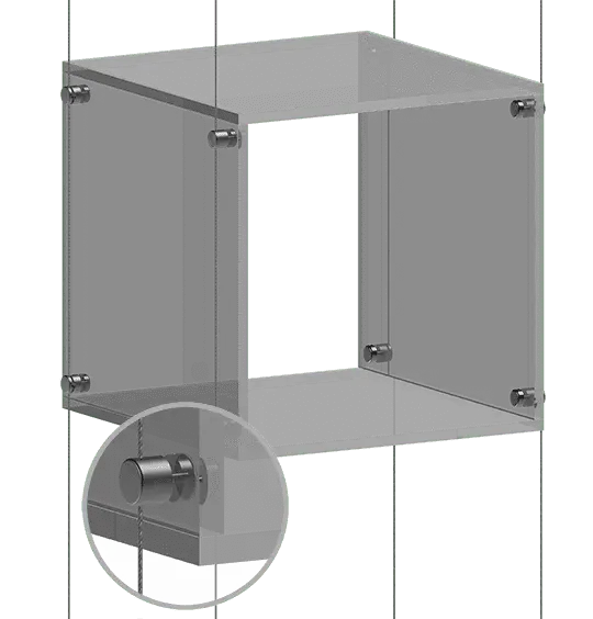 3/8" Acrylic Showcase/Cube Open Front and Back with Clear Sides/Top/Base