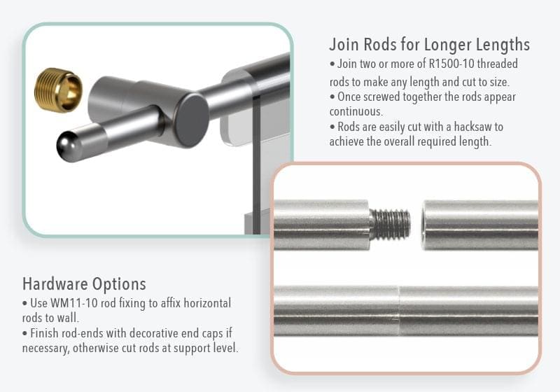 Hook-on Acrylic Holder Mounting — 10mm Rod Hardware Option | Nova Display Systems