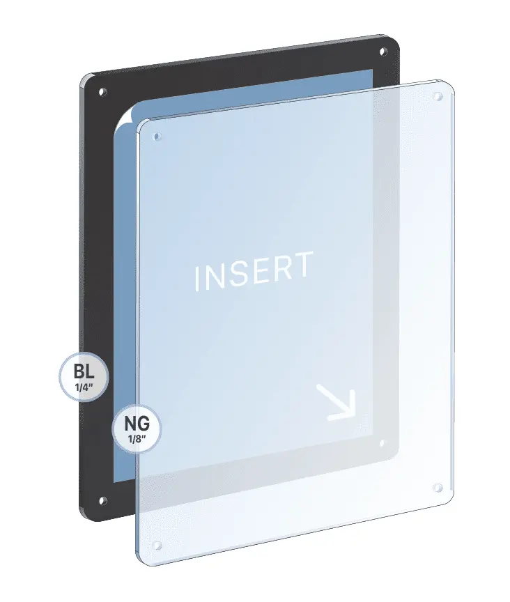 Deluxe Non-Glare Acrylic Frame Satin-Black Back | Nova Display Systems