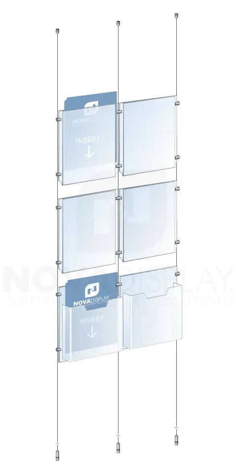 KLD-013 Cable Suspended Acrylic Info/Poster and Literature Display Kit / Ceiling-to-Floor Tensioned | Nova Display Systems