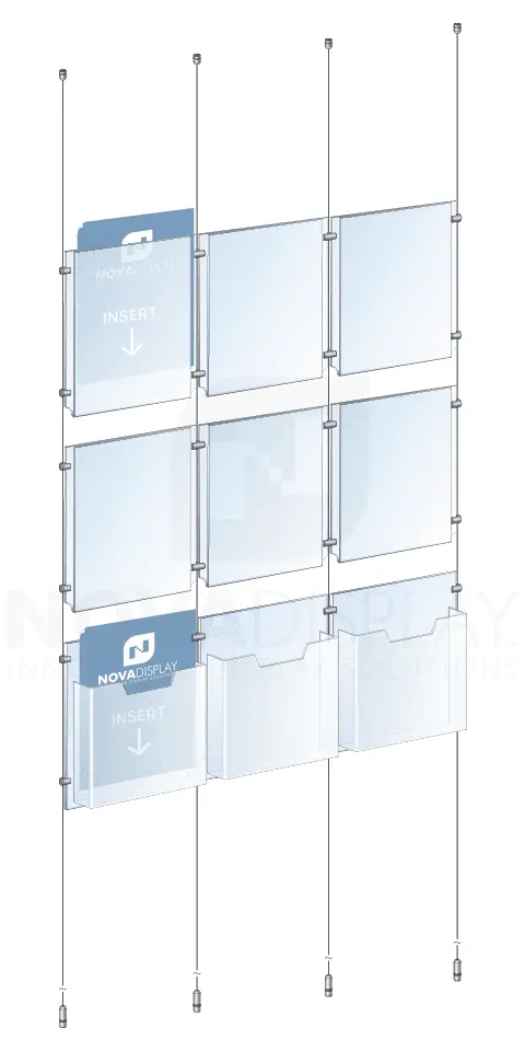 KLD-014 Cable Suspended Acrylic Info/Poster and Literature Display Kit / Ceiling-to-Floor Tensioned | Nova Display Systems