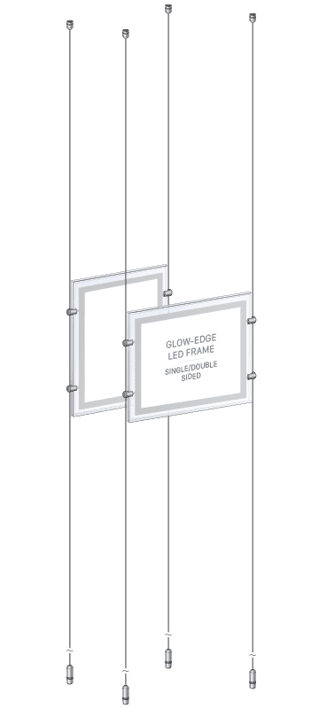 KLP-100 Glow-Edge LED Backlit Display Kit Suspended on Cable System / Portrait and Landscape Format | Nova Display