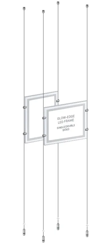 KLP-100 Glow-Edge LED Backlit Display Kit Suspended on Cable System / Portrait and Landscape Format | Nova Display