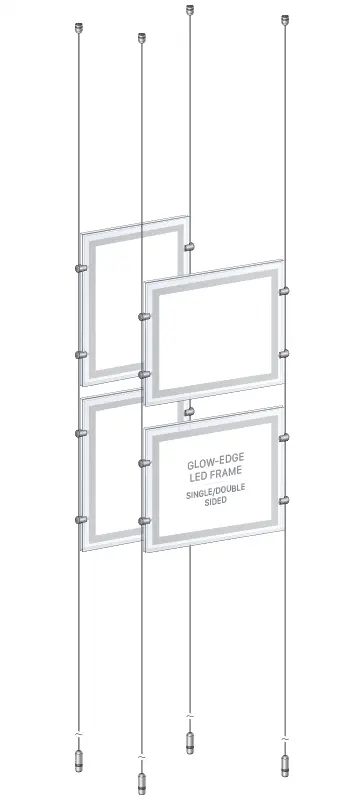 KLP-101 Glow-Edge LED Backlit Display Kit Suspended on Cable System / Portrait and Landscape Format | Nova Display Systems