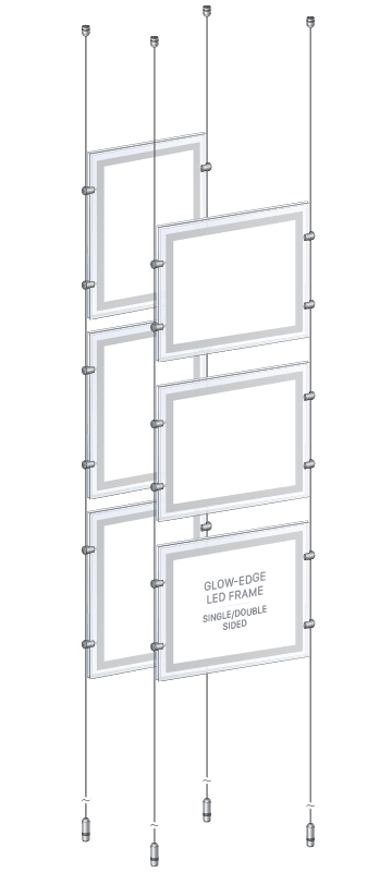 KLP-102 Glow-Edge LED Backlit Display Kit Suspended on Cable System / Portrait and Landscape Format | Nova Display