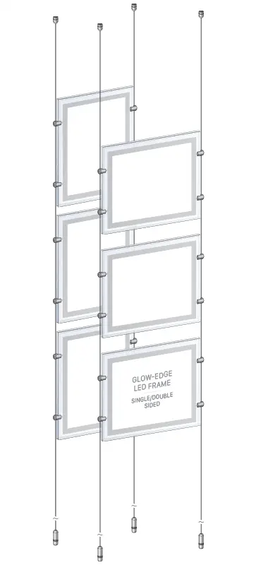 KLP-102 Glow-Edge LED Backlit Display Kit Suspended on Cable System / Portrait and Landscape Format | Nova Display