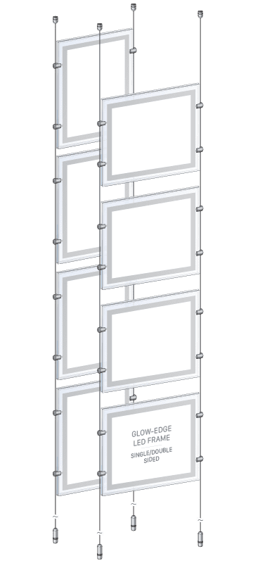 KLP-103 Glow-Edge LED Backlit Display Kit Suspended on Cable System / Portrait and Landscape Format | Nova Display