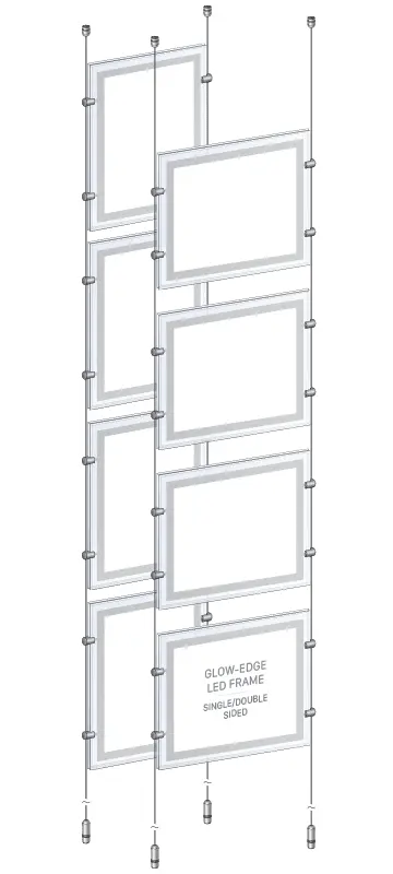 KLP-103 Glow-Edge LED Backlit Display Kit Suspended on Cable System / Portrait and Landscape Format | Nova Display