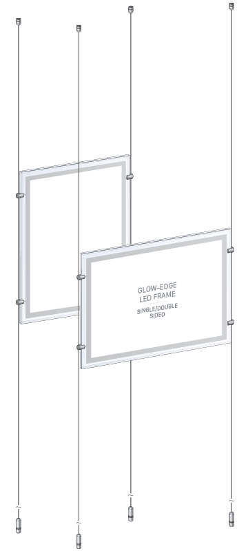 KLP-104 Glow-Edge LED Backlit Display Kit Suspended on Cable System / Portrait and Landscape Format | Nova Display
