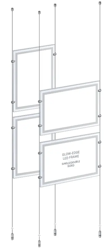 KLP-105 Glow-Edge LED Backlit Display Kit Suspended on Cable System / Portrait and Landscape Format | Nova Display