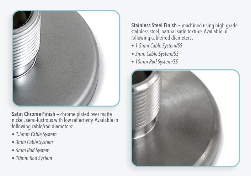Cable/Rod Suspension Systems — Finish Options | Nova Display Systems