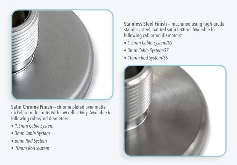 Cable/Rod Suspension Systems — Finish Options | Nova Display Systems