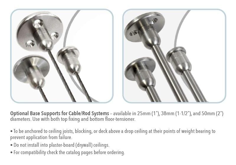 Optional Base Supports for Cable/Rod Systems | Nova Display Systems
