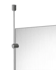 Ceiling-to-Floor 3mm Cable Suspension for Resin Panel Partitions | Nova Display Systems
