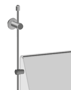Wall-to-Wall 6mm Rod Suspension for Acrylic Angled Shelves | Nova Display Systems
