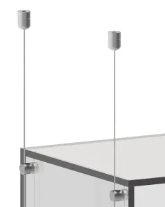 Ceiling-to-Floor 1.5mm Cable Suspension for Acrylic Showcase Displays | Nova Display Systems