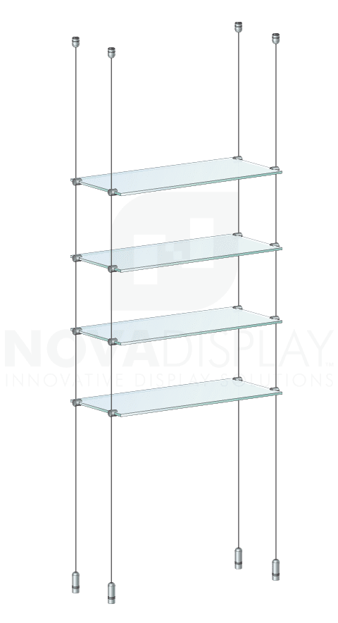 KSI-004 Cable Suspended Glass Shelf Display Kit for Merchandise / Ceiling-to-Floor Cable Suspension | Nova Display Systems