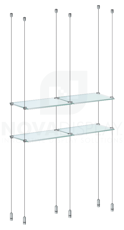 KSI-010 Cable Suspended Glass Shelf Display Kit for Merchandise / Ceiling-to-Floor Cable Suspension | Nova Display Systems